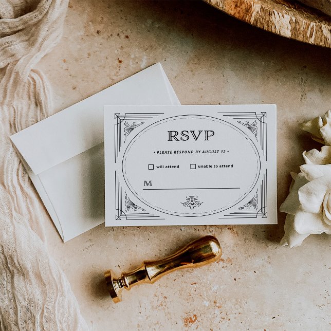 Cartons Réponse Déco moderne | Élégant Mariage noir et blanc (Créateur téléchargé)