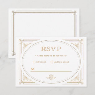 Cartons Réponse Déco moderne   Elegant Mariage or et blanc