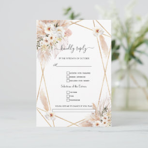 Cartons Réponse Demande de chanson mariage herbe des Pampas roses 