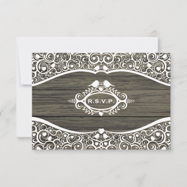 Cartons Réponse Dentelles Inséparables Vin Motif R.S.V.P. (Devant)