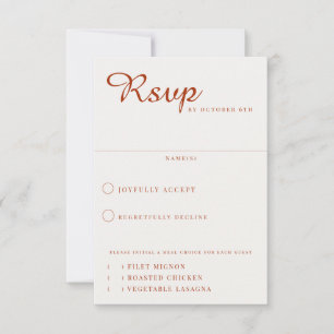 Cartons Réponse Desert Sienna Meal Choice Mariage