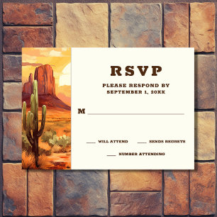 Cartons Réponse Desert Sunset et Cactus Sud-Ouest Mariage