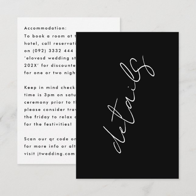 Cartons Réponse Design moderne Personnalisé Noms Détails Hébergeme (Devant / Derrière)