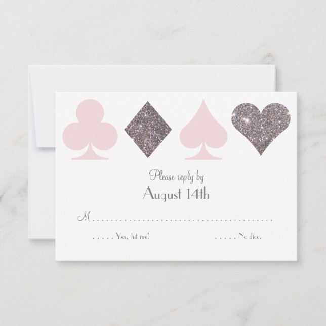 Cartons Réponse Destinas Vegas Mariage Répondre Card Blush Pink Si (Devant)