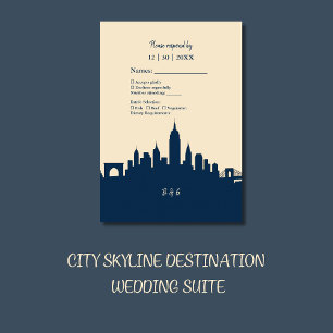 Cartons Réponse Destination Mariage de luxe Metropolitan Skyline