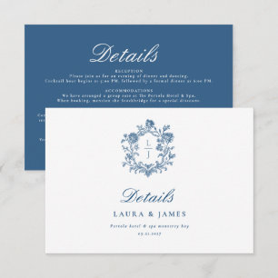 Cartons Réponse Détail de mariage personnalisé avec blason floral
