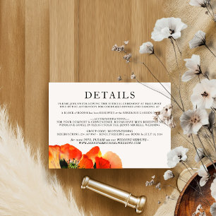 Cartons Réponse Détails de l'hébergement de coquelicot Mariage de 