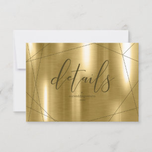 Cartons Réponse Détails du Mariage géométrique métallique Gold ID6