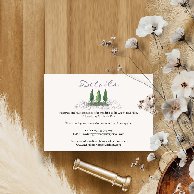 Cartons Réponse Détails du Mariage Lavender de l'arbre de forêt (Créateur téléchargé)