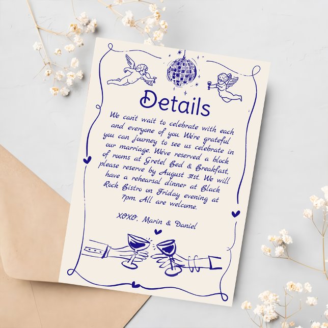 Cartons Réponse Détails du Mariage manuscrit Whimsical (Créateur téléchargé)