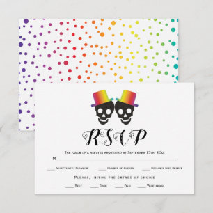 Cartons Réponse Deux mariés couleurs arc-en-ciel confetti gay mari