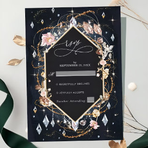 Cartons Réponse Diamant Noir Décoré Mariage de luxe