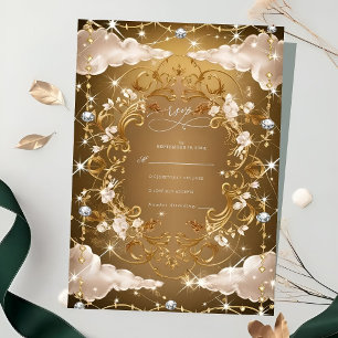 Cartons Réponse Diamants étincelants Boucles d'or Mariage
