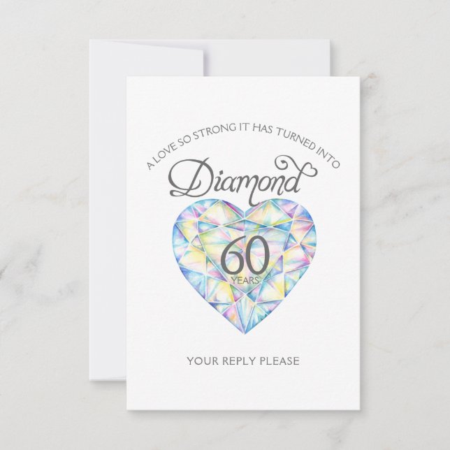 Cartons Réponse Diamond Mariage Anniversaire aquarelle peinture (Devant)