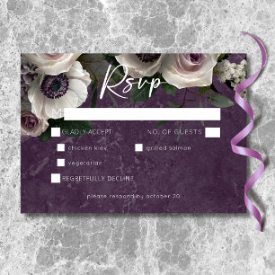 Cartons Réponse Dîner de mariage moderne floral élégant violet pru