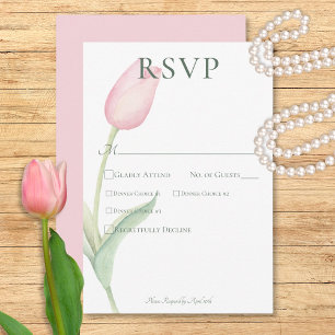 Cartons Réponse Dîner de mariage rose Tulip en solo