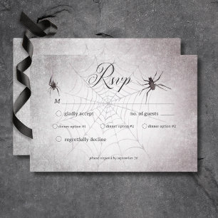 Cartons Réponse Dîner Halloween Gothique Rustique Noir & Bourgogne