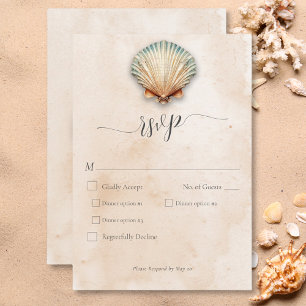 Cartons Réponse Dîner Mariage de sable moderne en coquillages côti