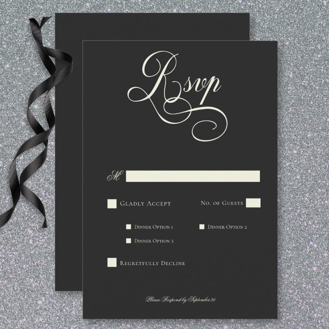 Cartons Réponse Dîner Moody Victorian Moon & Sun Mariage (Dark Moody Victorian Moon & Sun Wedding Dinner RSVP Card)