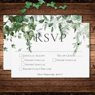 Cartons Réponse Dîner Rustique Ivy & Sage Greenery Mariage