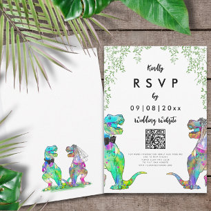 Cartons Réponse Dinosaur Mariage Répondre Site Web QR Code