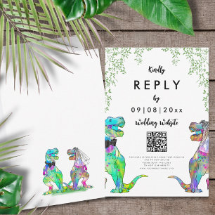 Cartons Réponse Dinosaur Site Mariage Répondre au code QR