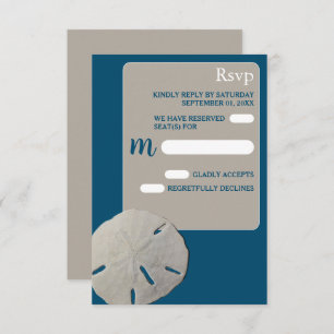 Cartons Réponse Dollar de sable, Mariage Ocean Blue Beach