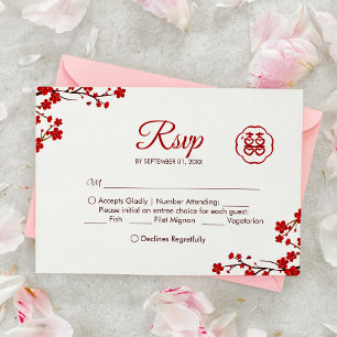 Cartons Réponse Double Bonheur Elégant Mariage chinois