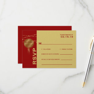 Cartons Réponse Double Bonheur Golden Lanterns Mariage chinois