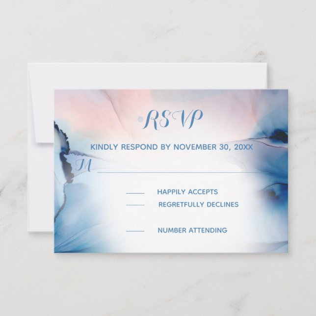 Cartons Réponse *~* Dreamy Aquarelle Blues Rose tendance Moderne (Devant)