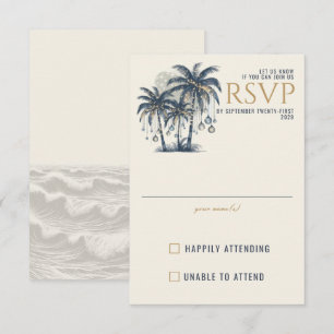 Cartons Réponse Dreamy Blue Palm Trees Mariage