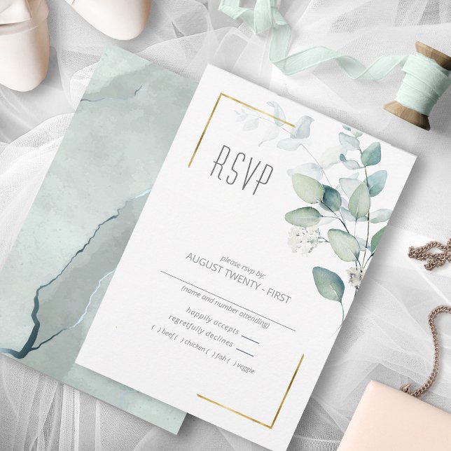 Cartons Réponse Dreamy Greenery Mariage Green/Blue ID817 (Créateur téléchargé)