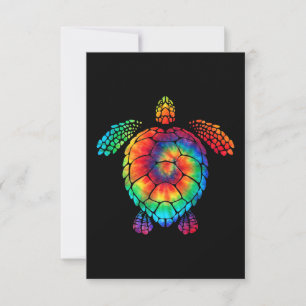 Cartons Réponse Drôle tortue de mer Ocean Tie Dye Rainbow Hippie C