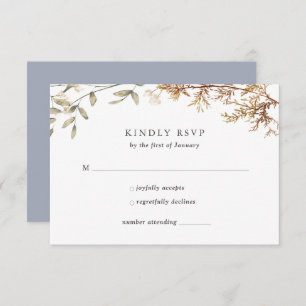 Cartons Réponse Dusty Blue Boho Fleur sauvage Foliage Mariage