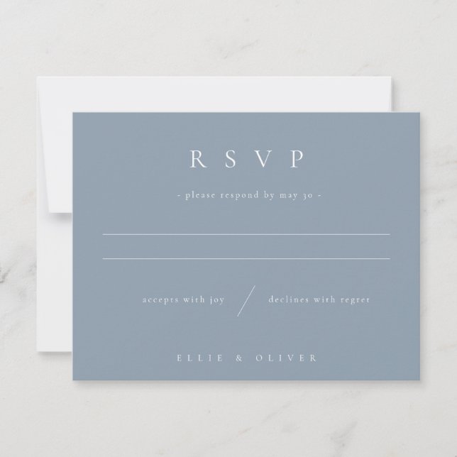 Cartons Réponse Dusty Blue Boho Photo Mariage Moderne (Devant)