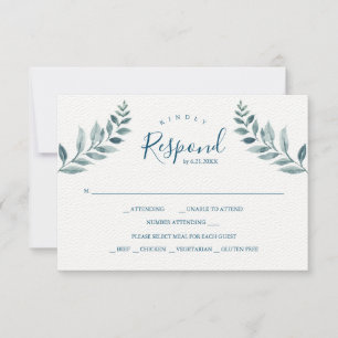 Cartons Réponse Dusty Blue Botanical Mariage