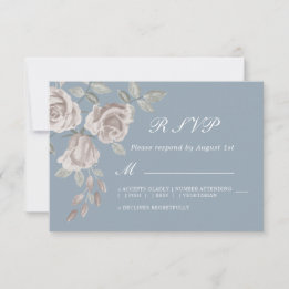Cartons Réponse Dusty Blue et Dusty Rose Mariage d'aquarelle