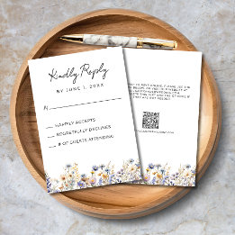 Cartons Réponse Dusty Blue Fleurs sauvages élégant Mariage de code