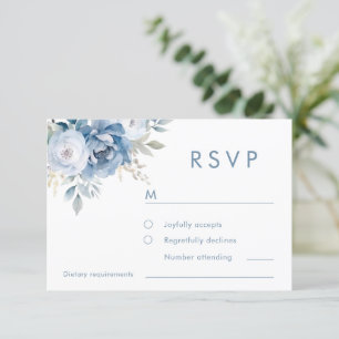 Cartons Réponse Dusty Blue Florals Mariage d'hiver