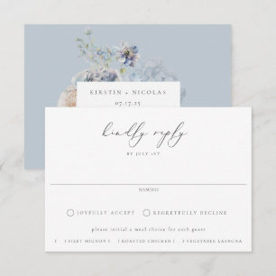 Cartons Réponse Dusty Blue Garden Floral Meal Choice Mariage