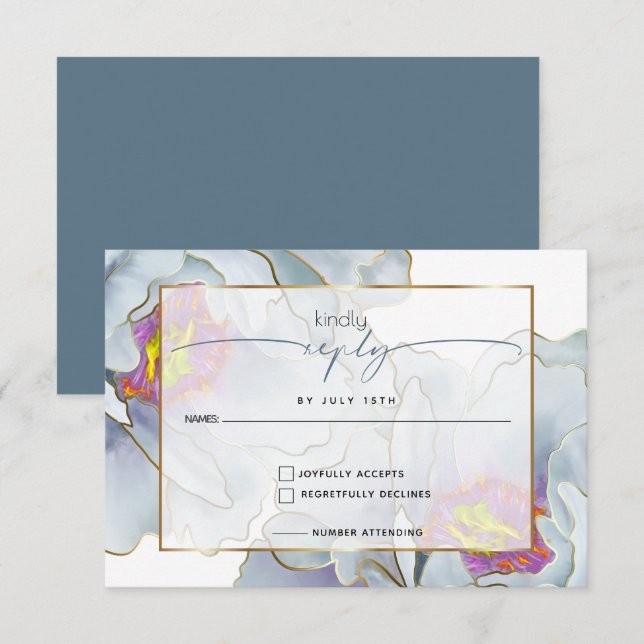 Cartons Réponse Dusty Blue Lilac Exotic Floral (Devant / Derrière)