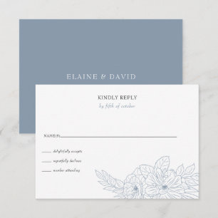 Cartons Réponse Dusty Blue Minimal Élégant Mariage floral croquis