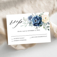 Dusty Blue Navy Champagne Ivory Floral Mariage