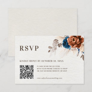 Cartons Réponse Dusty Blue Pastel Pink hydrangea Floral Mariage QR