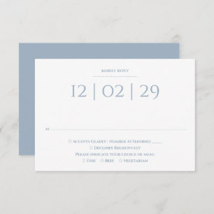 Cartons Réponse Dusty Blue Simple Mariage de date spéciale