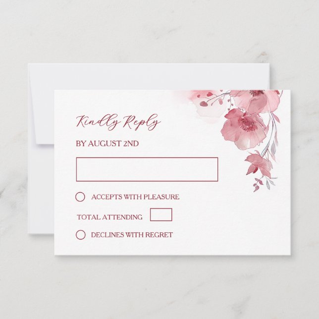Cartons Réponse Dusty Pink Watercolor Wedding (Devant)