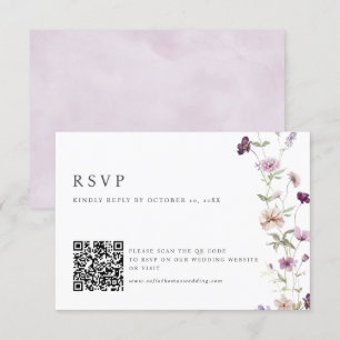 Cartons Réponse Dusty Purple Lavender Fleur sauvage code QR Mariag
