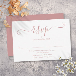 Cartons Réponse Dusty Rose moderne élégant Mariage de script éléga