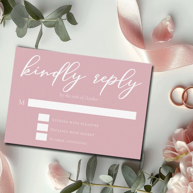 Cartons Réponse Dusty Rose rose femme Mariage de typographie (Créateur téléchargé)