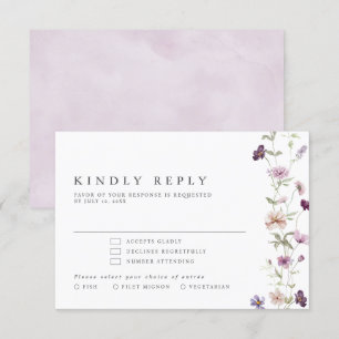 Cartons Réponse Dusty Violet Lavender Fleur sauvage Jardin Mariage